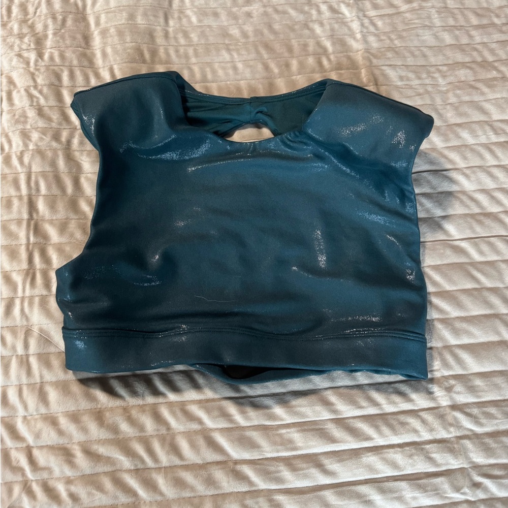 ALO Yoga Glossy Teal Sports Bra